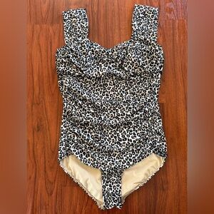 Albion Leopard Print Swimsuit — Black & Cream